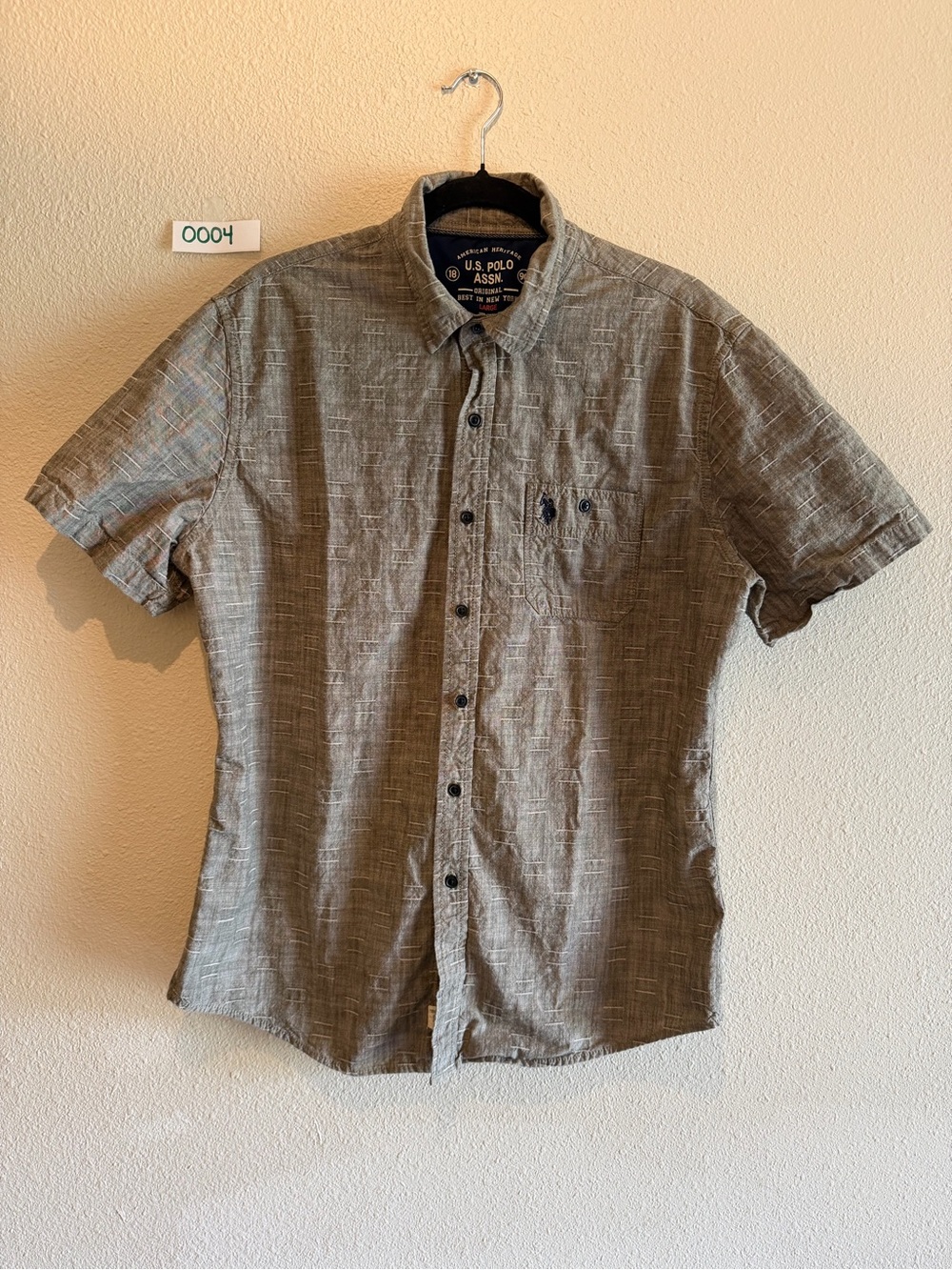 U.S. Polo Assn. Men's Short Sleeve Button-Up Shirt in Brown -0004